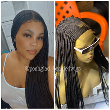 Load image into Gallery viewer, Cornrow Braid Wig "4 by 4 Closure" Mid back Length (Dorra)