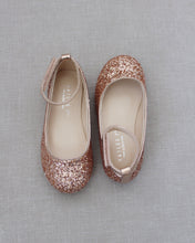 Load image into Gallery viewer, Rock Glitter Ballet Flats with Velcro Ankle Strap