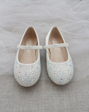 Load image into Gallery viewer, Satin Mary Jane Flats with Rhinestones Embellishment