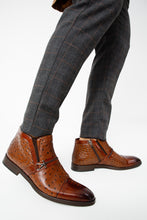 Load image into Gallery viewer, The Dallas Tan Leather Bit Ankle Zip-Up Dress Men Boot