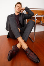 Load image into Gallery viewer, The Turan Burgundy Woven Double Monk Strap Dress Men  Shoe