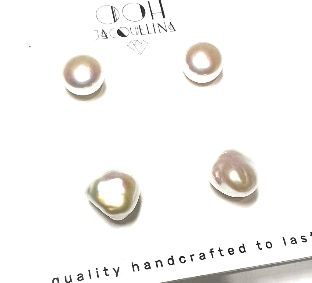 Genuine pearl stud earrings