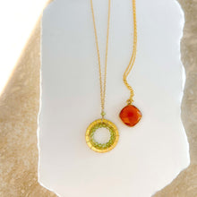 Load image into Gallery viewer, Peridot Halo Mini Gold Pendant