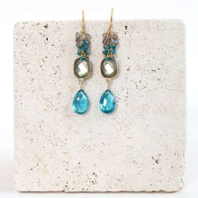 Load image into Gallery viewer, Labradorite Bezel Cluster Earrings