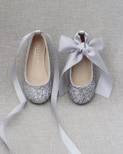 Load image into Gallery viewer, Rock Glitter Ballet Flats With Satin Ankle Strap