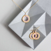 Load image into Gallery viewer, Rose Quartz Mini Halo Earrings
