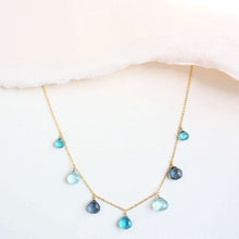 Load image into Gallery viewer, Blue Gemstone Gold Sparkler Necklace
