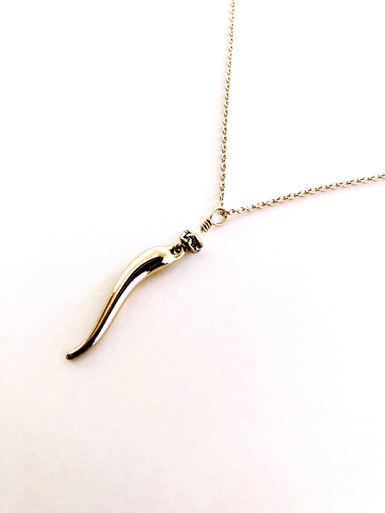 Italian Horn Necklace: silver or gold