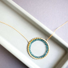 Load image into Gallery viewer, London Blue Quartz Halo Necklace
