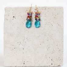 Load image into Gallery viewer, Neon Blue Quartz Bala Earrings