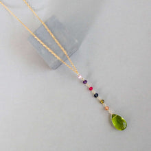 Load image into Gallery viewer, Peridot Green Quartz Yoga Pendant Necklace - Gold