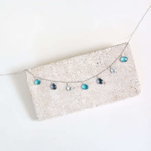 Load image into Gallery viewer, Blue Gemstone Silver Sparkler Necklace
