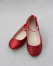 Load image into Gallery viewer, Rock Glitter Ballet Flats with Velcro Ankle Strap