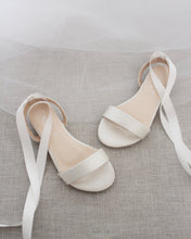 Load image into Gallery viewer, Girls Satin Flat Sandal with Ballerina Lace Up