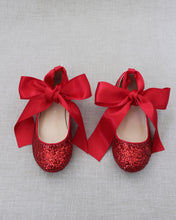 Load image into Gallery viewer, Rock Glitter Ballet Flats With Satin Ankle Strap