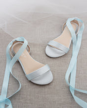 Load image into Gallery viewer, Girls Satin Flat Sandal with Ballerina Lace Up