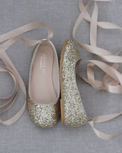 Load image into Gallery viewer, Rock Glitter Ballet Flats with Satin Ankle Strap