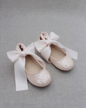 Load image into Gallery viewer, Rock Glitter Ballet Flats with Satin Ankle Strap