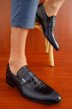 Load image into Gallery viewer, The Kazablanka Navy Leather Bit Loafer Men  Shoe