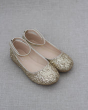 Load image into Gallery viewer, Rock Glitter Ballet Flats with Velcro Ankle Strap