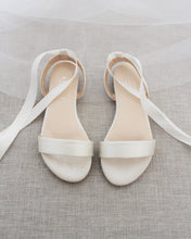 Load image into Gallery viewer, Girls Satin Flat Sandal with Ballerina Lace Up