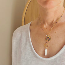 Load image into Gallery viewer, Rainbow Gemstone Halo Mini Gold Pendant