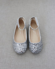 Load image into Gallery viewer, Rock Glitter Ballet Flats With Velcro Ankle Strap