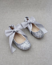 Load image into Gallery viewer, Rock Glitter Ballet Flats With Satin Ankle Strap