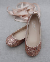 Load image into Gallery viewer, Rock Glitter Ballet Flats with Satin Ankle Strap