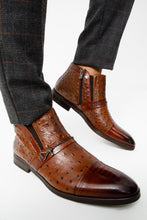 Load image into Gallery viewer, The Dallas Tan Leather Bit Ankle Zip-Up Dress Men Boot