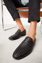 Load image into Gallery viewer, The Grand Woven Leather Black  Men Shoe Penny Loafer
