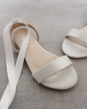 Load image into Gallery viewer, Girls Satin Flat Sandal with Ballerina Lace Up