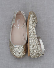 Load image into Gallery viewer, Rock Glitter Ballet Flats with Velcro Ankle Strap