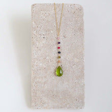 Load image into Gallery viewer, Peridot Green Quartz Yoga Pendant Necklace - Gold
