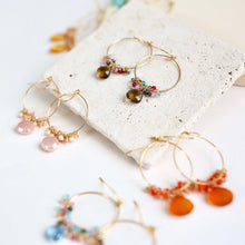 Load image into Gallery viewer, Peach Moonstone Swing Earrings