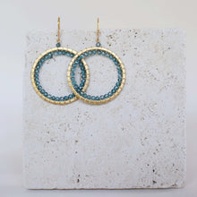 Load image into Gallery viewer, London Blue Quartz Halo Earrings
