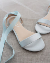 Load image into Gallery viewer, Girls Satin Flat Sandal with Ballerina Lace Up