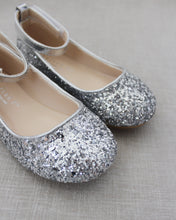 Load image into Gallery viewer, Rock Glitter Ballet Flats With Velcro Ankle Strap