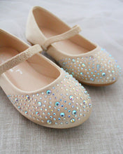 Load image into Gallery viewer, Satin Mary Jane Flats with Rhinestones Embellishment