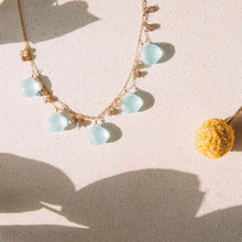 Load image into Gallery viewer, Aqua Chalcedony &amp; Labradorite Dewdrop Necklace