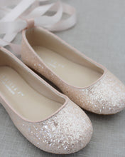 Load image into Gallery viewer, Rock Glitter Ballet Flats with Satin Ankle Strap