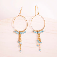 Load image into Gallery viewer, Aquamarine Mini Swing Hoop Earrings