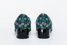 Load image into Gallery viewer, The Doha Turqoise Glitter Leather Block Pump Women Shoe