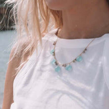 Load image into Gallery viewer, Aqua Chalcedony &amp; Labradorite Dewdrop Necklace