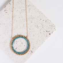 Load image into Gallery viewer, London Blue Quartz Halo Necklace