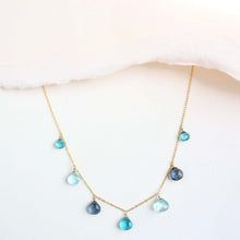 Load image into Gallery viewer, Blue Gemstone Silver Sparkler Necklace