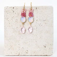 Load image into Gallery viewer, Opal Quartz Bezel Cluster Earrings