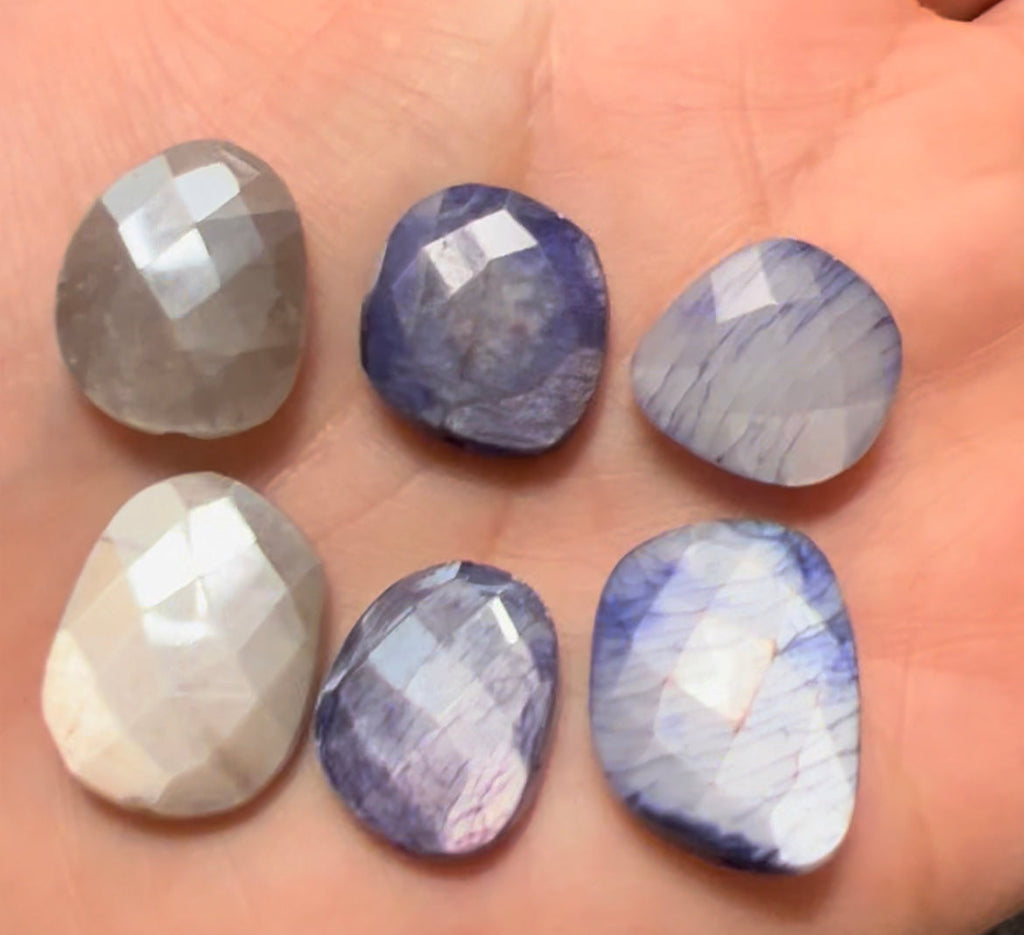 Large moonstone drop necklace (taupe, periwinkle, labradorite)