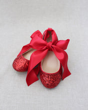Load image into Gallery viewer, Rock Glitter Ballet Flats With Satin Ankle Strap