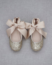 Load image into Gallery viewer, Rock Glitter Ballet Flats with Satin Ankle Strap